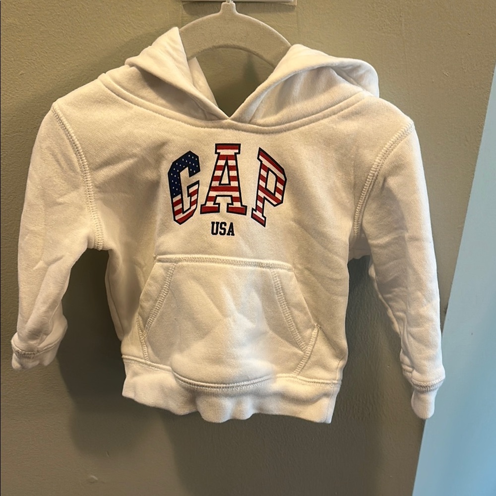 GAP White USA Print Hoodie Sweatshirt